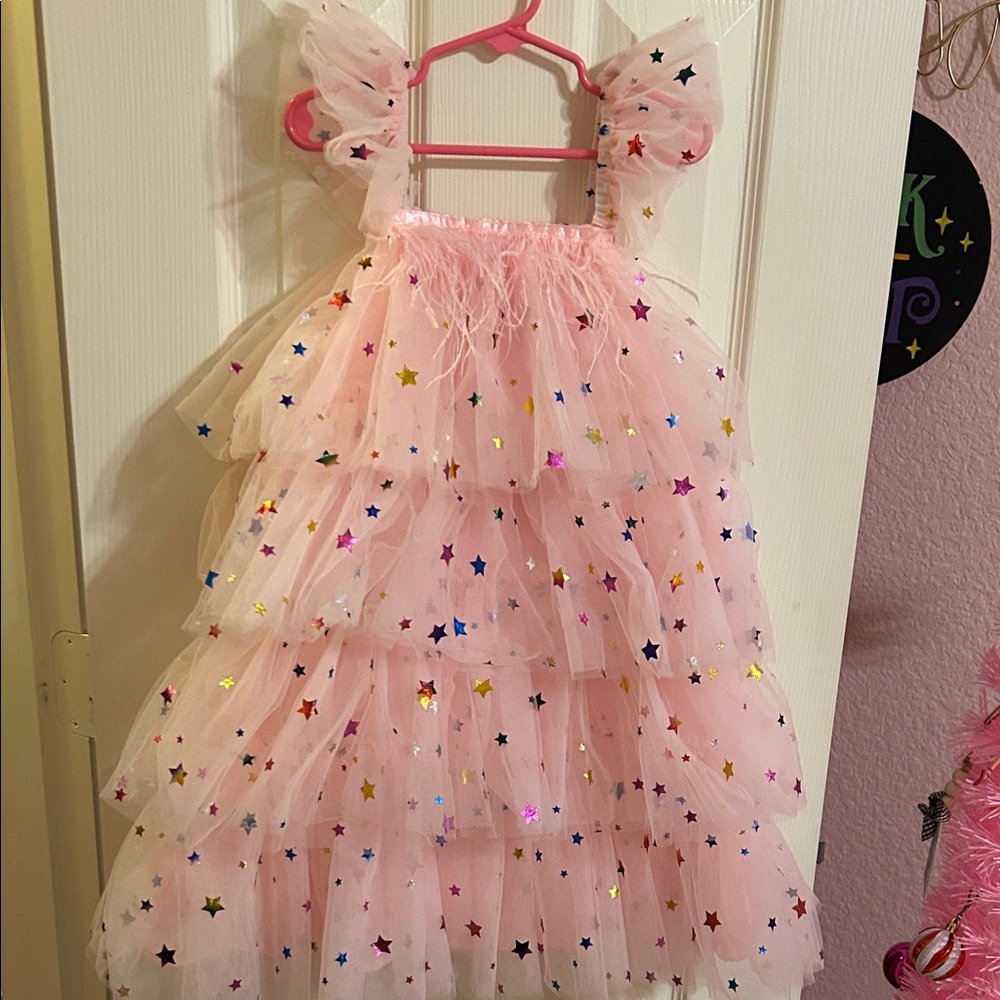 Lola + The Boys Pink Starry Tulle Dress
